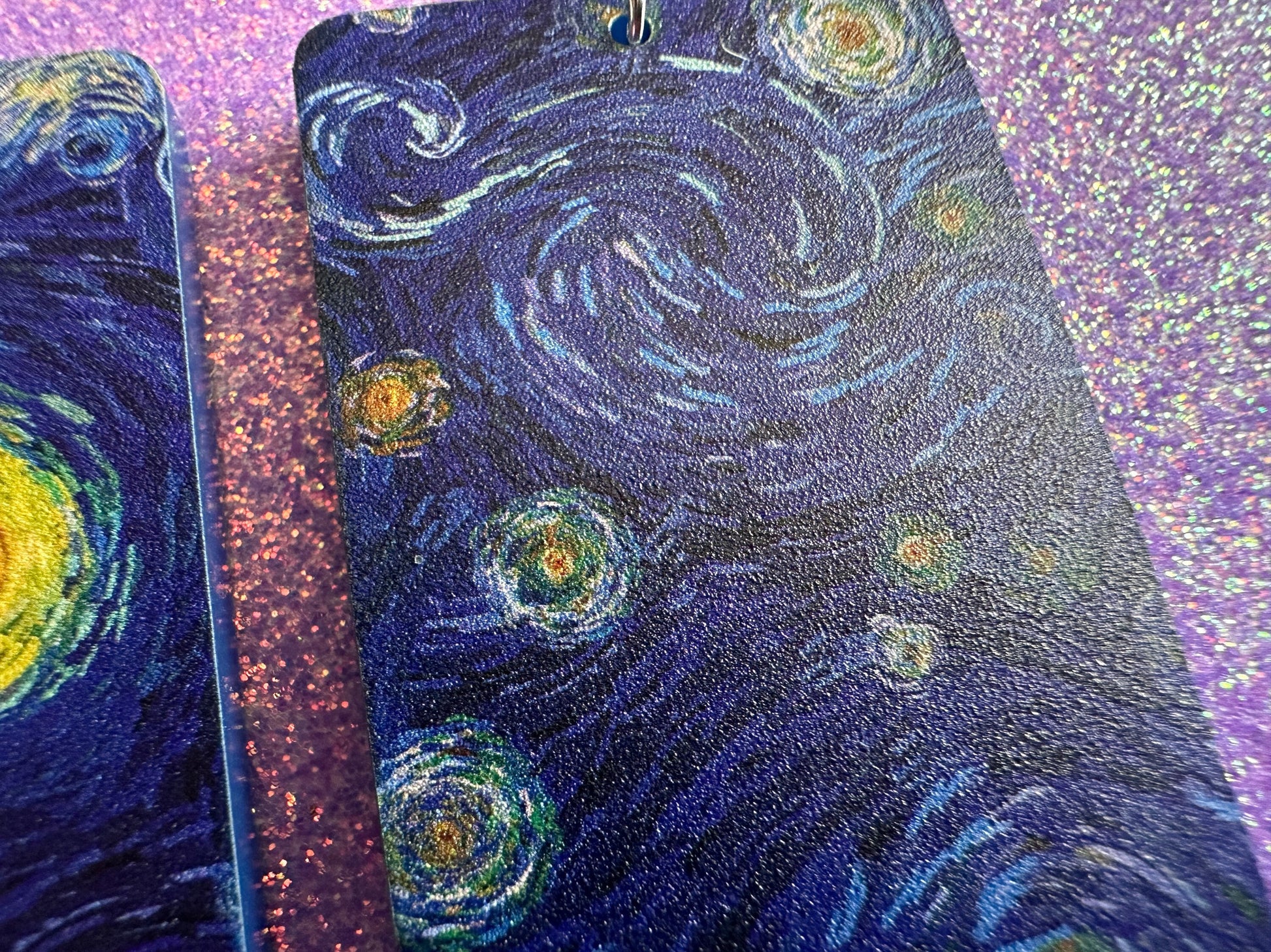 Starry Night Earrings: Laser Cut Acrylic Paintings, Van Gogh Immersive Experience, Famous Painting, Moon, Stars, Gifts for Her/Him/Them