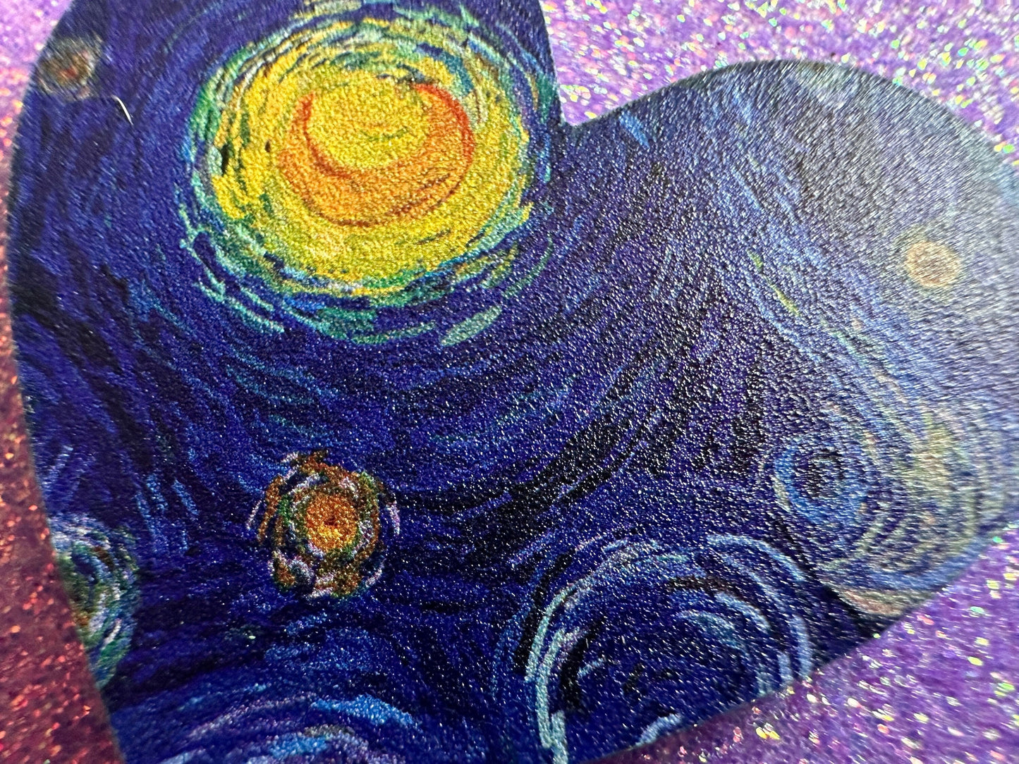 Starry Night Heart Earrings: Laser Cut Acrylic Paintings, Van Gogh Immersive Experience,Art,  Painting, Moon, Stars, Gifts for Her/Him/Them