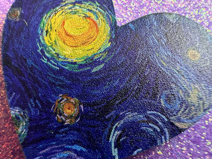 Starry Night Heart Earrings: Laser Cut Acrylic Paintings, Van Gogh Immersive Experience,Art,  Painting, Moon, Stars, Gifts for Her/Him/Them