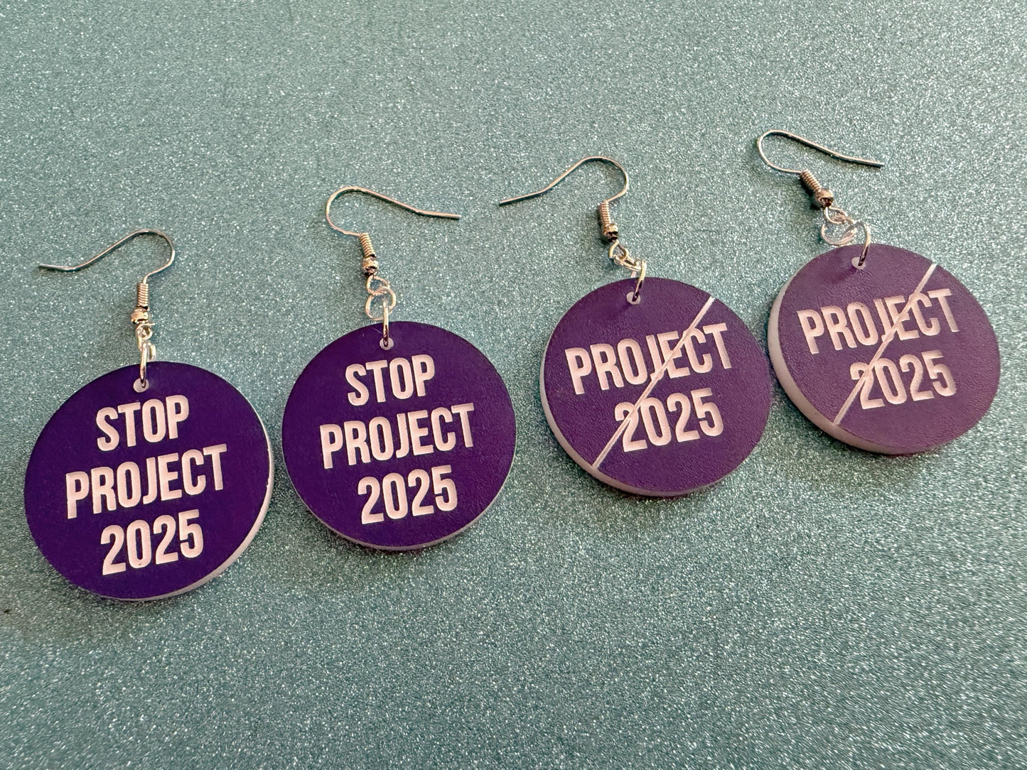 Stop Project 2025 Earrings: Laser Engraved Words, Political Earrings, Democratic, Custom Text Earrings, Best Gifts for Her/Him/Them