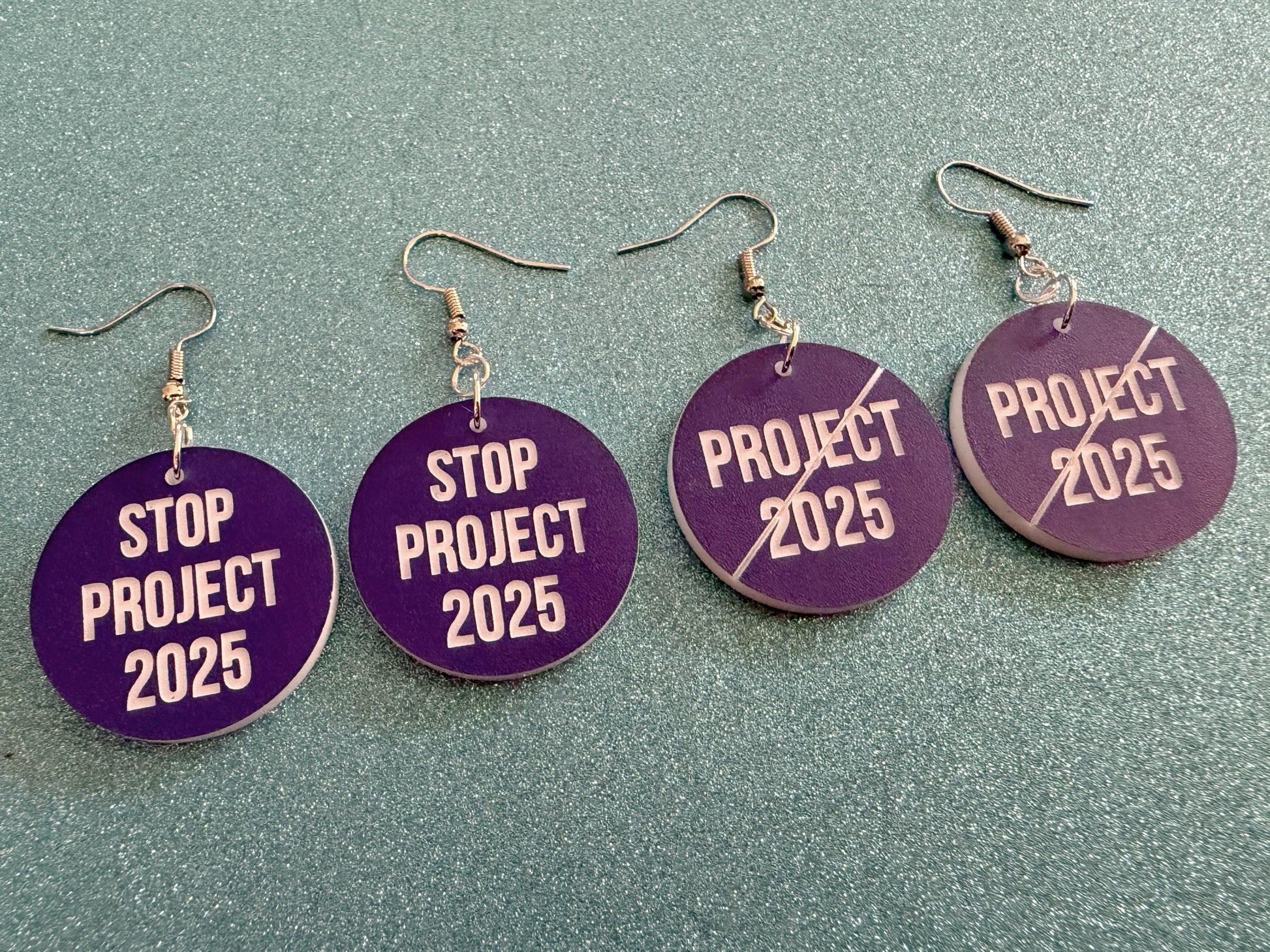 Stop Project 2025 Earrings: Laser Engraved Words, Political Earrings, Democratic, Custom Text Earrings, Best Gifts for Her/Him/Them