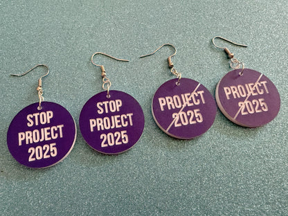 Stop Project 2025 Earrings: Laser Engraved Words, Political Earrings, Democratic, Custom Text Earrings, Best Gifts for Her/Him/Them