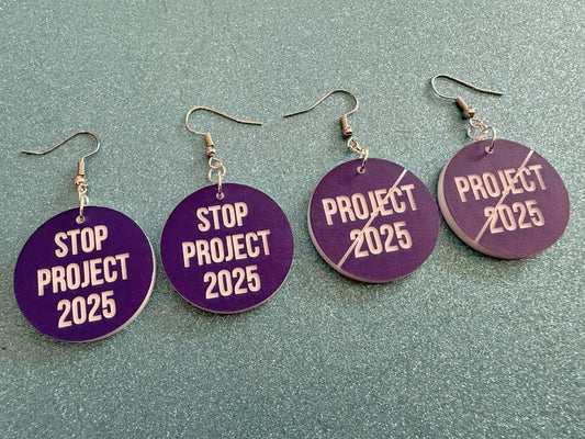 Stop Project 2025 Earrings: Laser Engraved Words, Political Earrings, Democratic, Custom Text Earrings, Best Gifts for Her/Him/Them