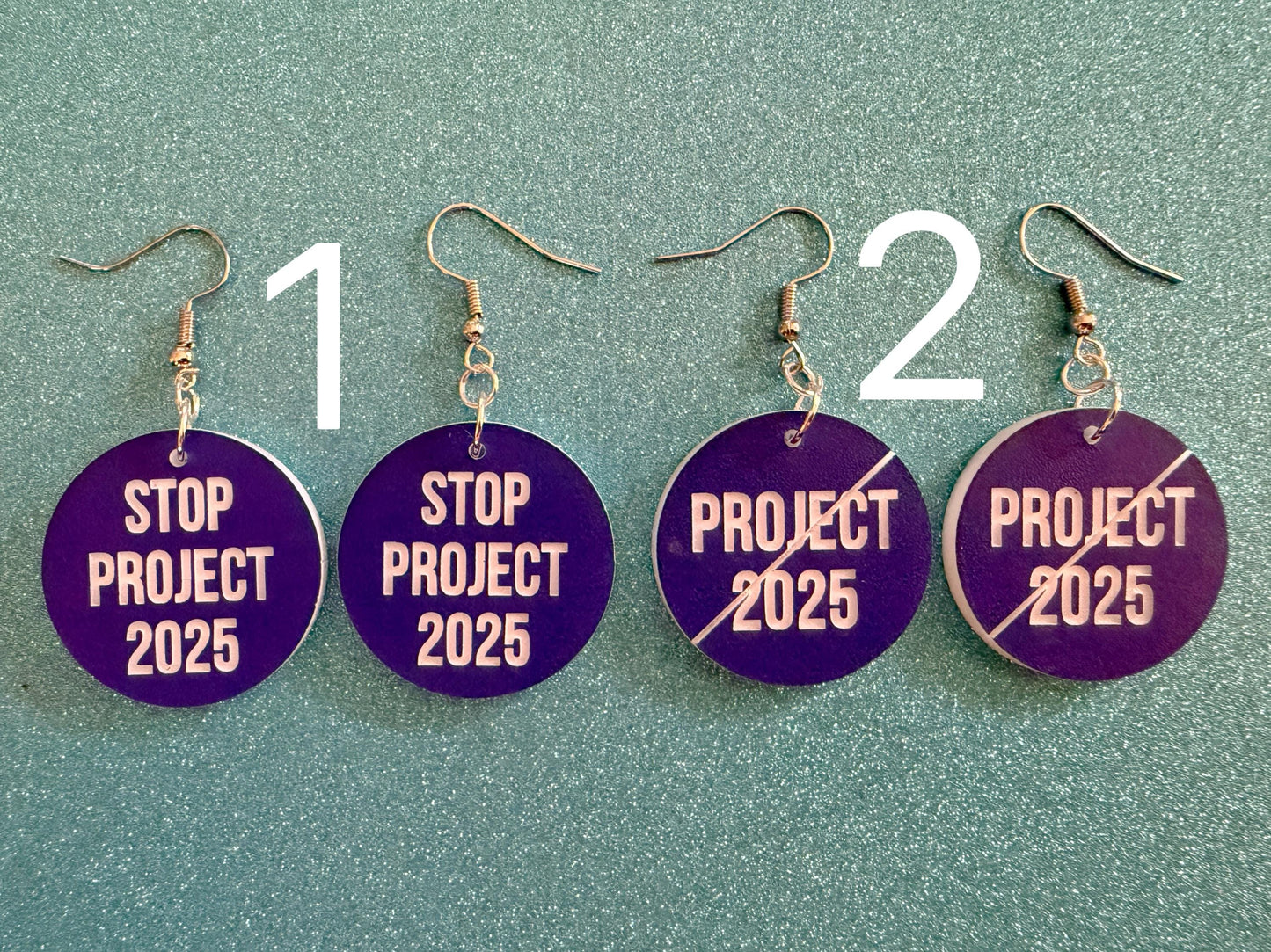 Stop Project 2025 Earrings: Laser Engraved Words, Political Earrings, Democratic, Custom Text Earrings, Best Gifts for Her/Him/Them