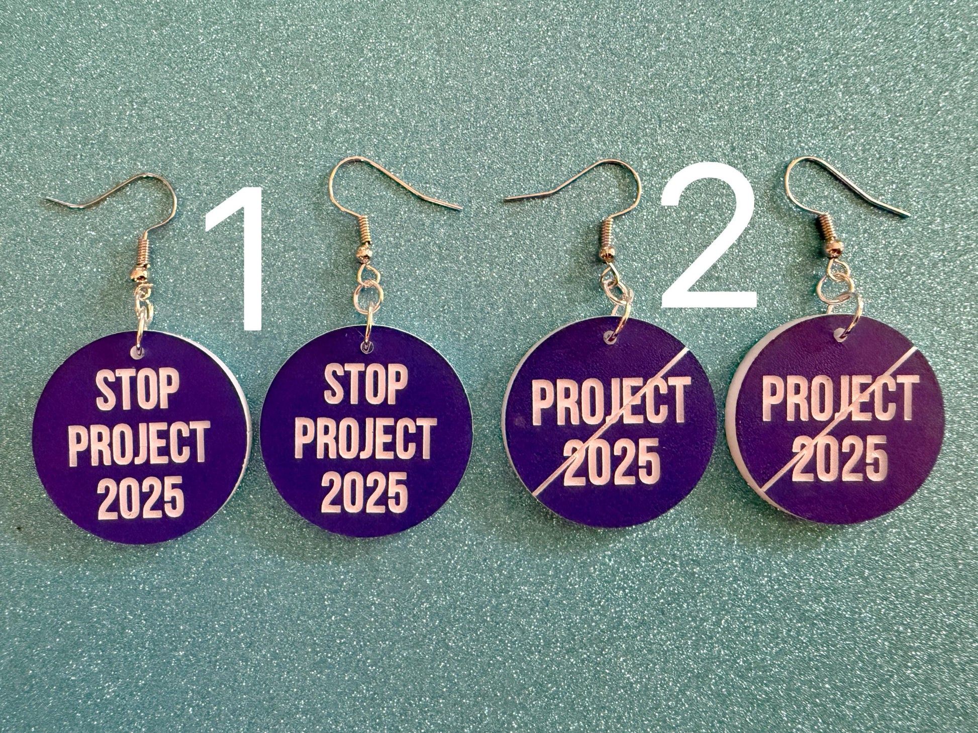 Stop Project 2025 Earrings: Laser Engraved Words, Political Earrings, Democratic, Custom Text Earrings, Best Gifts for Her/Him/Them