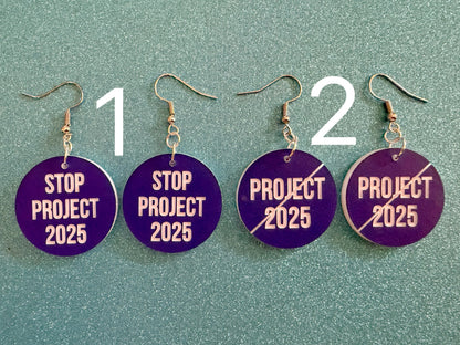 Stop Project 2025 Earrings: Laser Engraved Words, Political Earrings, Democratic, Custom Text Earrings, Best Gifts for Her/Him/Them