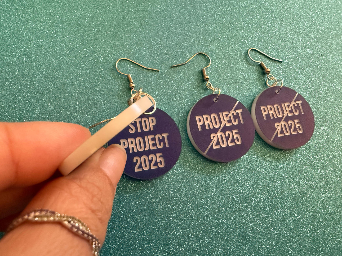 Stop Project 2025 Earrings: Laser Engraved Words, Political Earrings, Democratic, Custom Text Earrings, Best Gifts for Her/Him/Them