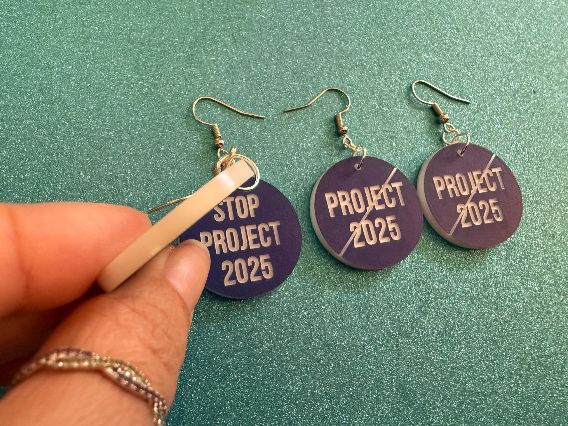 Stop Project 2025 Earrings: Laser Engraved Words, Political Earrings, Democratic, Custom Text Earrings, Best Gifts for Her/Him/Them