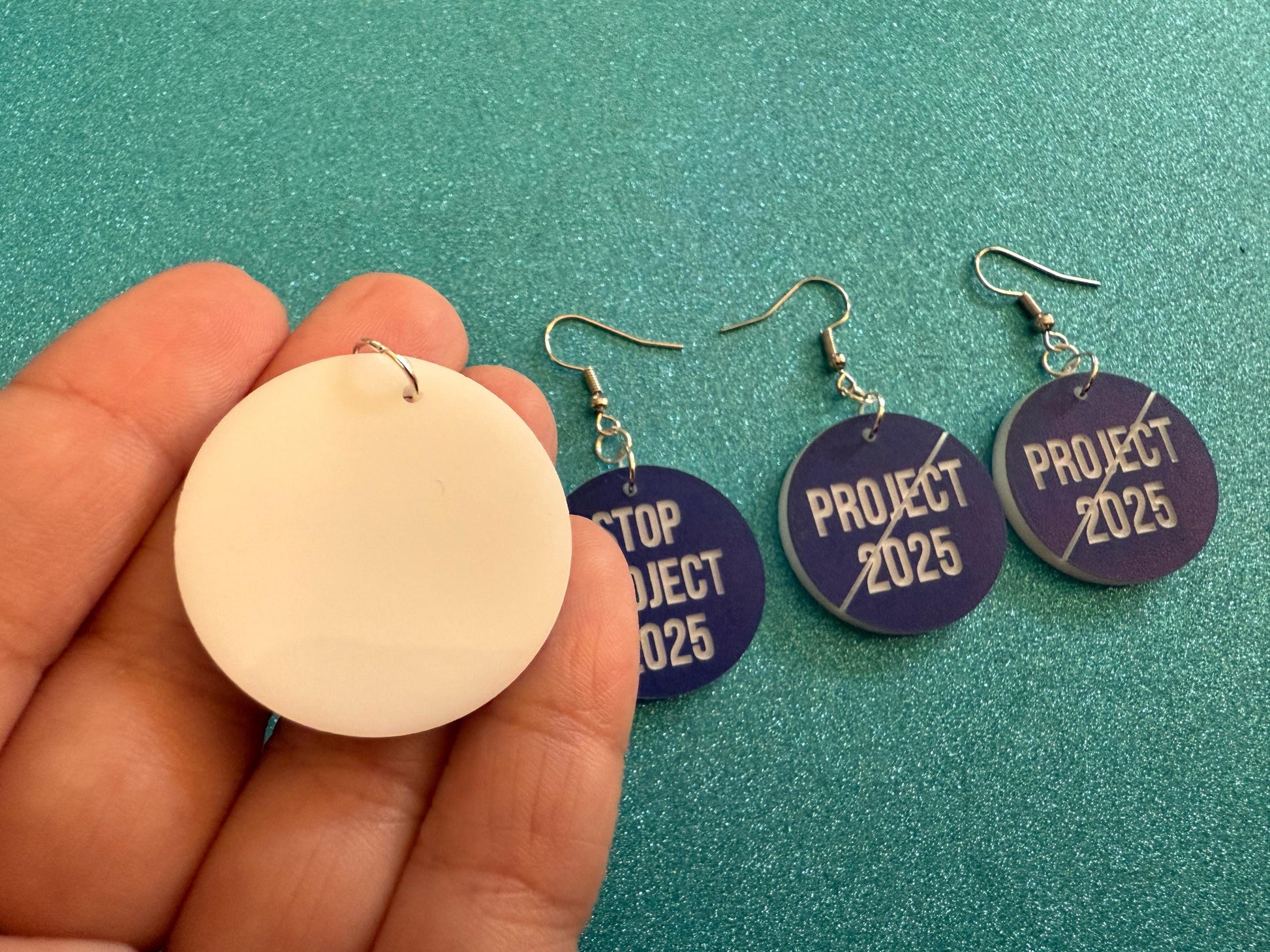 Stop Project 2025 Earrings: Laser Engraved Words, Political Earrings, Democratic, Custom Text Earrings, Best Gifts for Her/Him/Them