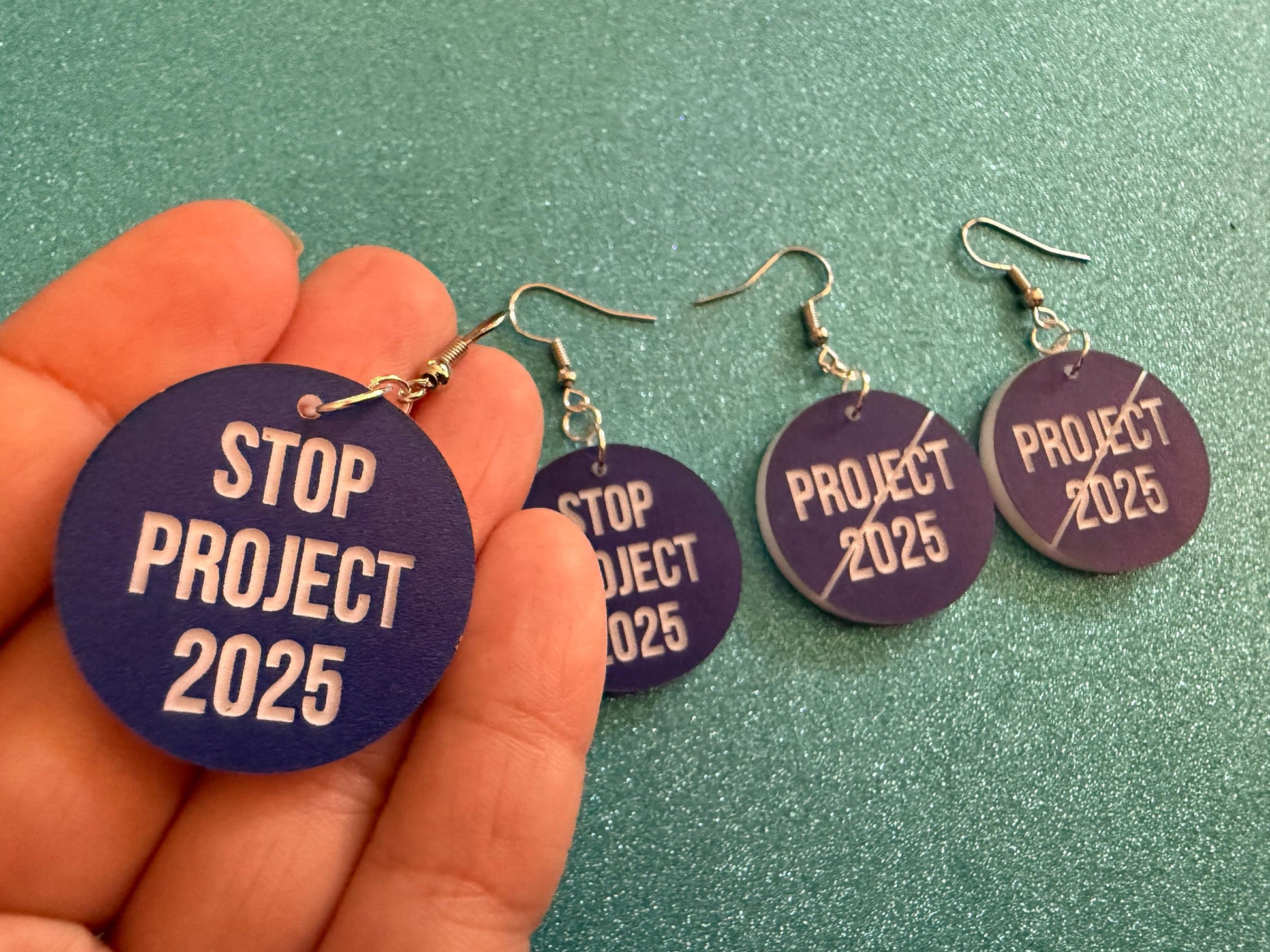 Stop Project 2025 Earrings: Laser Engraved Words, Political Earrings, Democratic, Custom Text Earrings, Best Gifts for Her/Him/Them