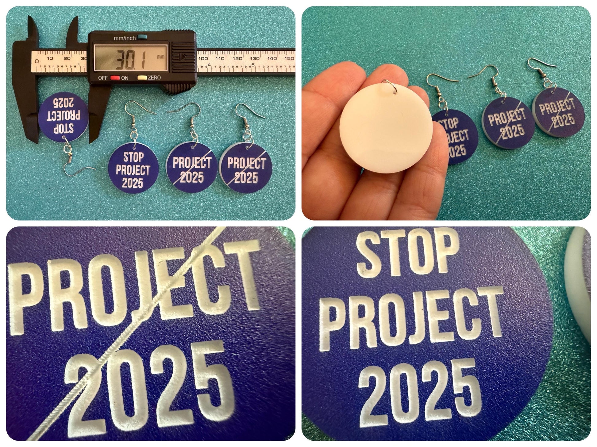Stop Project 2025 Earrings: Laser Engraved Words, Political Earrings, Democratic, Custom Text Earrings, Best Gifts for Her/Him/Them