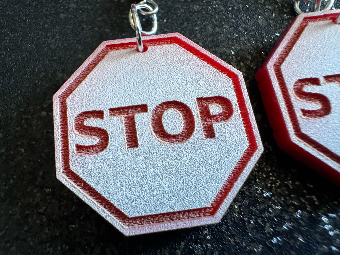 Stop Sign Earrings: Laser Cut Acrylic Signs, No, Warning, Alarm, Attention Driving, Red & White Road Sign, Best Gifts for Her/Him/Them