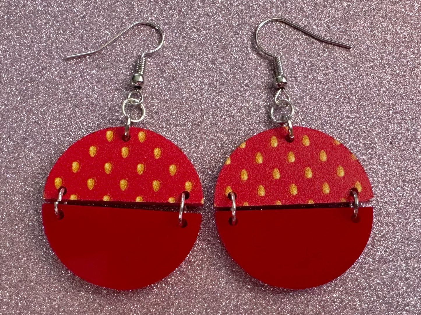 Strawberry Earrings: Laser Cut Acrylic Strawberries, Fruit, Heart, Fruits, Red Earrings, Summer Vibes, Food Earrings, Gifts for Her/Him/Them