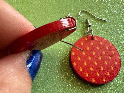 Strawberry Earrings: Laser Cut Acrylic Strawberries, Fruit, Heart, Fruits, Red Earrings, Summer Vibes, Food Earrings, Gifts for Her/Him/Them