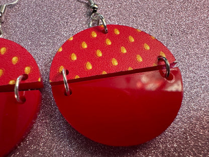 Strawberry Earrings: Laser Cut Acrylic Strawberries, Fruit, Heart, Fruits, Red Earrings, Summer Vibes, Food Earrings, Gifts for Her/Him/Them