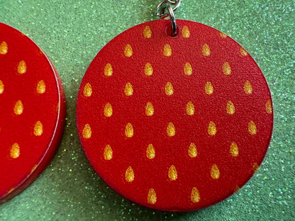 Strawberry Earrings: Laser Cut Acrylic Strawberries, Fruit, Heart, Fruits, Red Earrings, Summer Vibes, Food Earrings, Gifts for Her/Him/Them