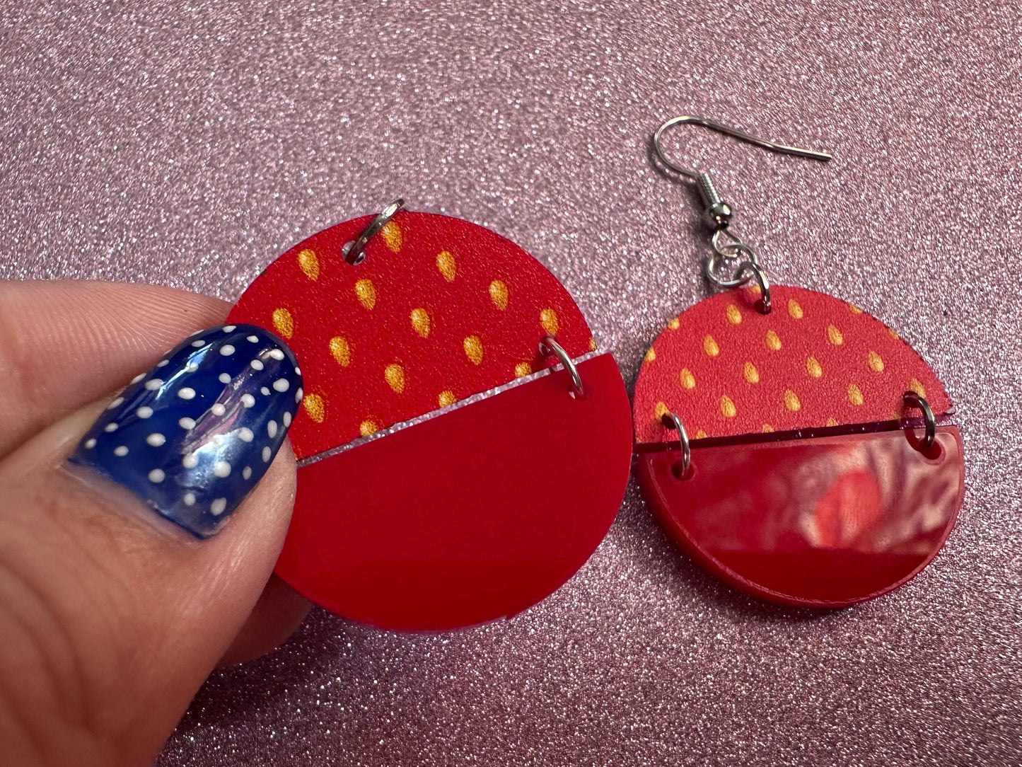 Strawberry Earrings: Laser Cut Acrylic Strawberries, Fruit, Heart, Fruits, Red Earrings, Summer Vibes, Food Earrings, Gifts for Her/Him/Them