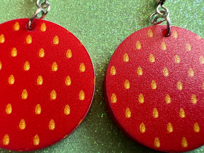 Strawberry Earrings: Laser Cut Acrylic Strawberries, Fruit, Heart, Fruits, Red Earrings, Summer Vibes, Food Earrings, Gifts for Her/Him/Them