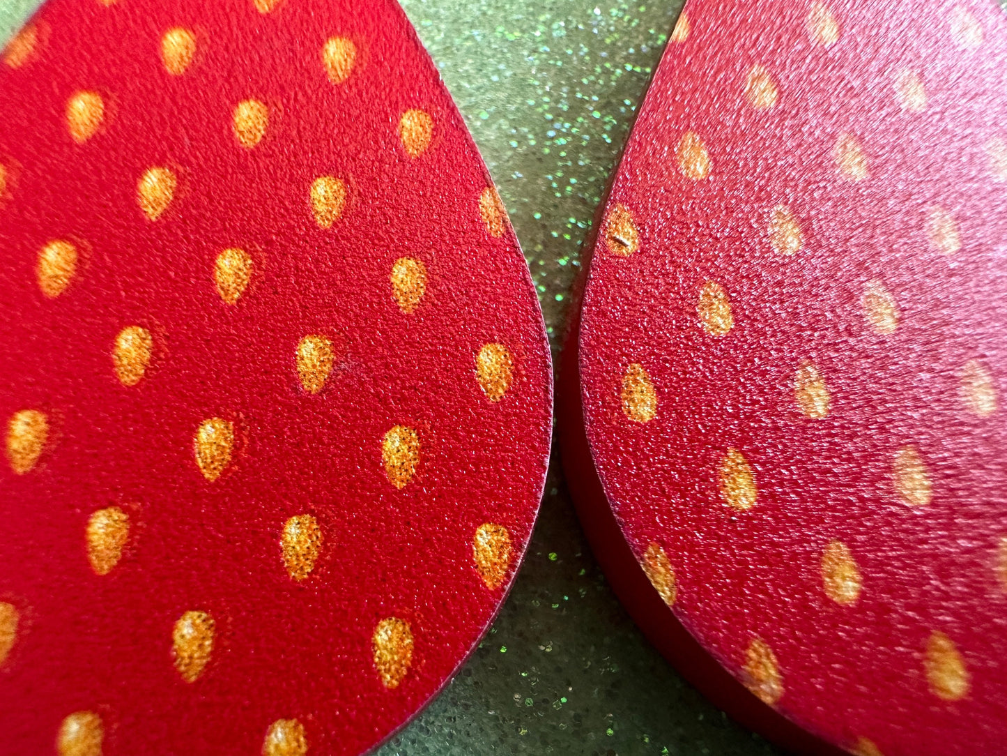 Strawberry Earrings: Laser Cut Acrylic Strawberries, Fruit, Heart, Fruits, Red Earrings, Summer Vibes, Food Earrings, Gifts for Her/Him/Them