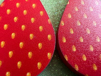 Strawberry Earrings: Laser Cut Acrylic Strawberries, Fruit, Heart, Fruits, Red Earrings, Summer Vibes, Food Earrings, Gifts for Her/Him/Them