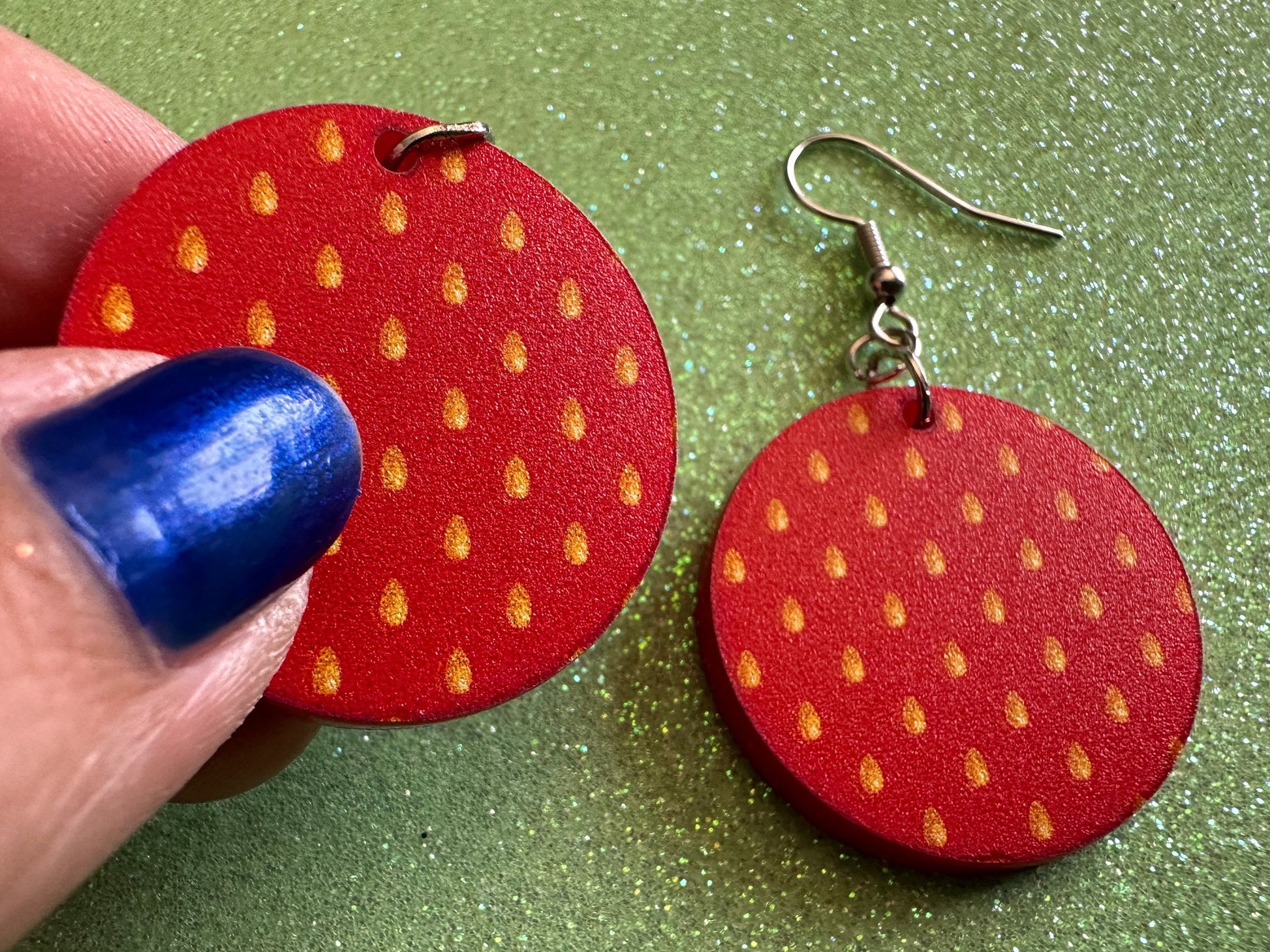 Strawberry Earrings: Laser Cut Acrylic Strawberries, Fruit, Heart, Fruits, Red Earrings, Summer Vibes, Food Earrings, Gifts for Her/Him/Them