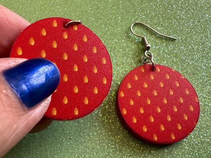 Strawberry Earrings: Laser Cut Acrylic Strawberries, Fruit, Heart, Fruits, Red Earrings, Summer Vibes, Food Earrings, Gifts for Her/Him/Them