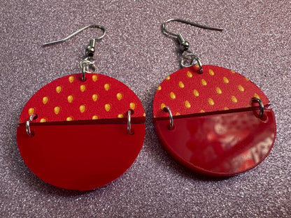 Strawberry Earrings: Laser Cut Acrylic Strawberries, Fruit, Heart, Fruits, Red Earrings, Summer Vibes, Food Earrings, Gifts for Her/Him/Them