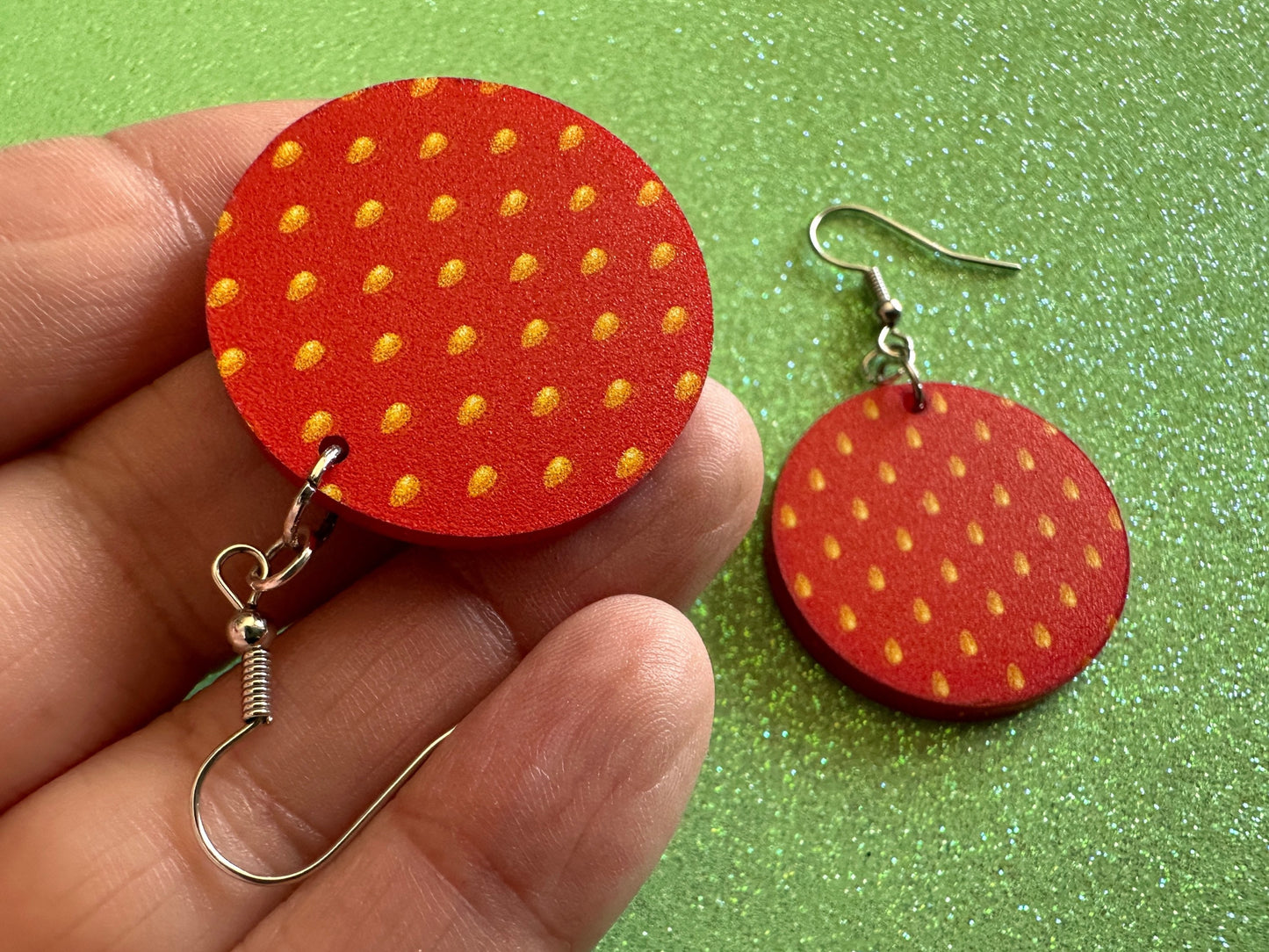 Strawberry Earrings: Laser Cut Acrylic Strawberries, Fruit, Heart, Fruits, Red Earrings, Summer Vibes, Food Earrings, Gifts for Her/Him/Them