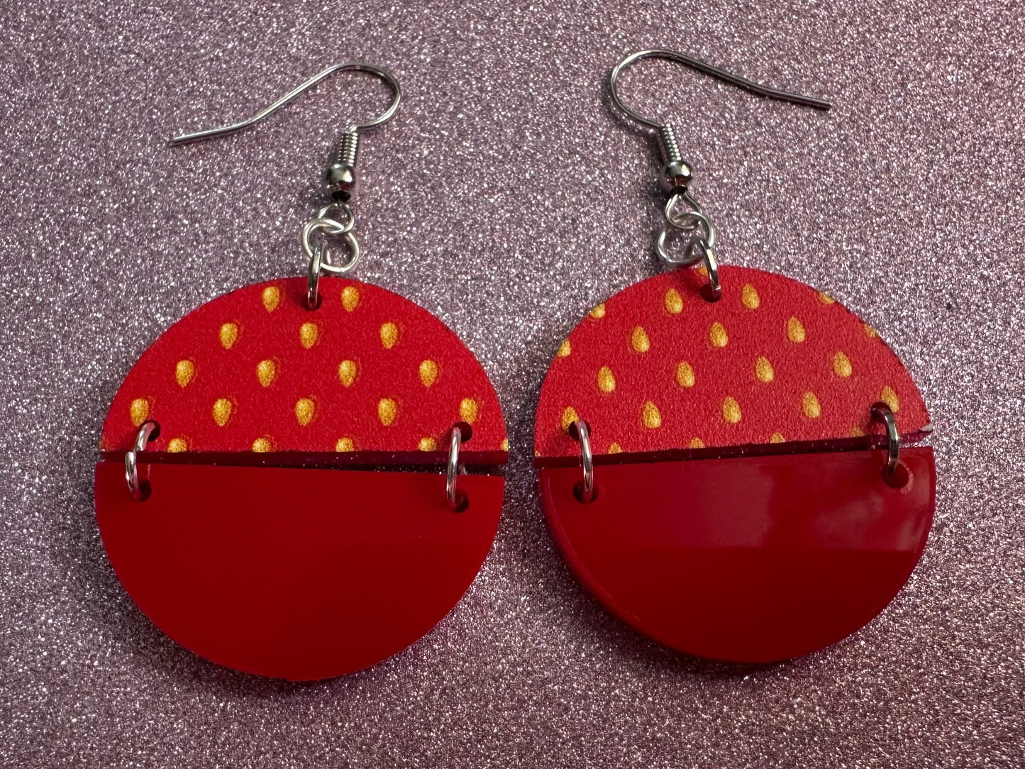 Strawberry Earrings: Laser Cut Acrylic Strawberries, Fruit, Heart, Fruits, Red Earrings, Summer Vibes, Food Earrings, Gifts for Her/Him/Them