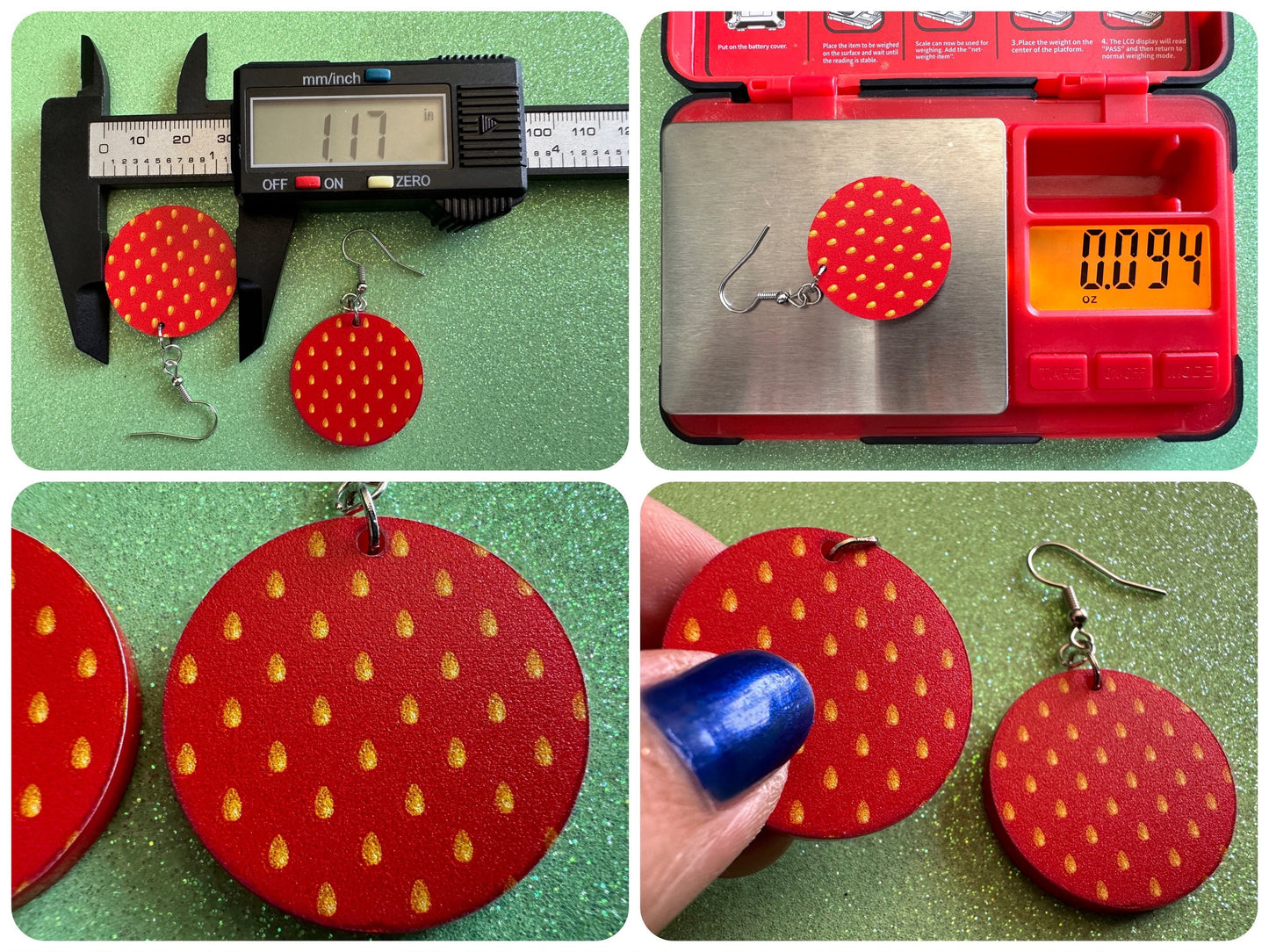 Strawberry Earrings: Laser Cut Acrylic Strawberries, Fruit, Heart, Fruits, Red Earrings, Summer Vibes, Food Earrings, Gifts for Her/Him/Them