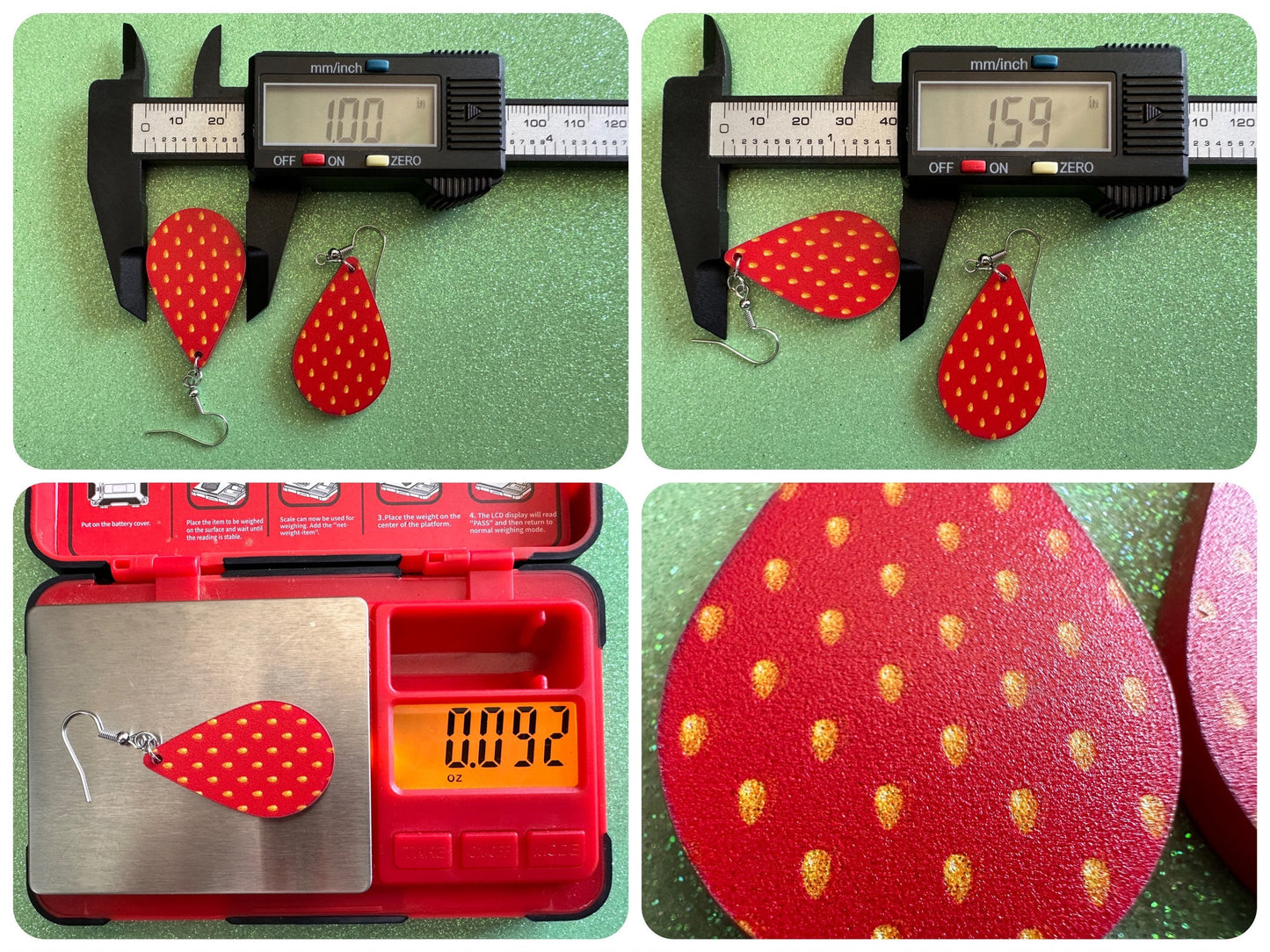 Strawberry Earrings: Laser Cut Acrylic Strawberries, Fruit, Heart, Fruits, Red Earrings, Summer Vibes, Food Earrings, Gifts for Her/Him/Them