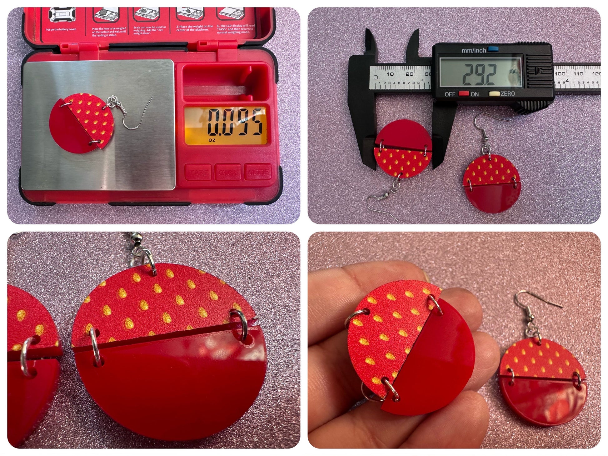 Strawberry Earrings: Laser Cut Acrylic Strawberries, Fruit, Heart, Fruits, Red Earrings, Summer Vibes, Food Earrings, Gifts for Her/Him/Them