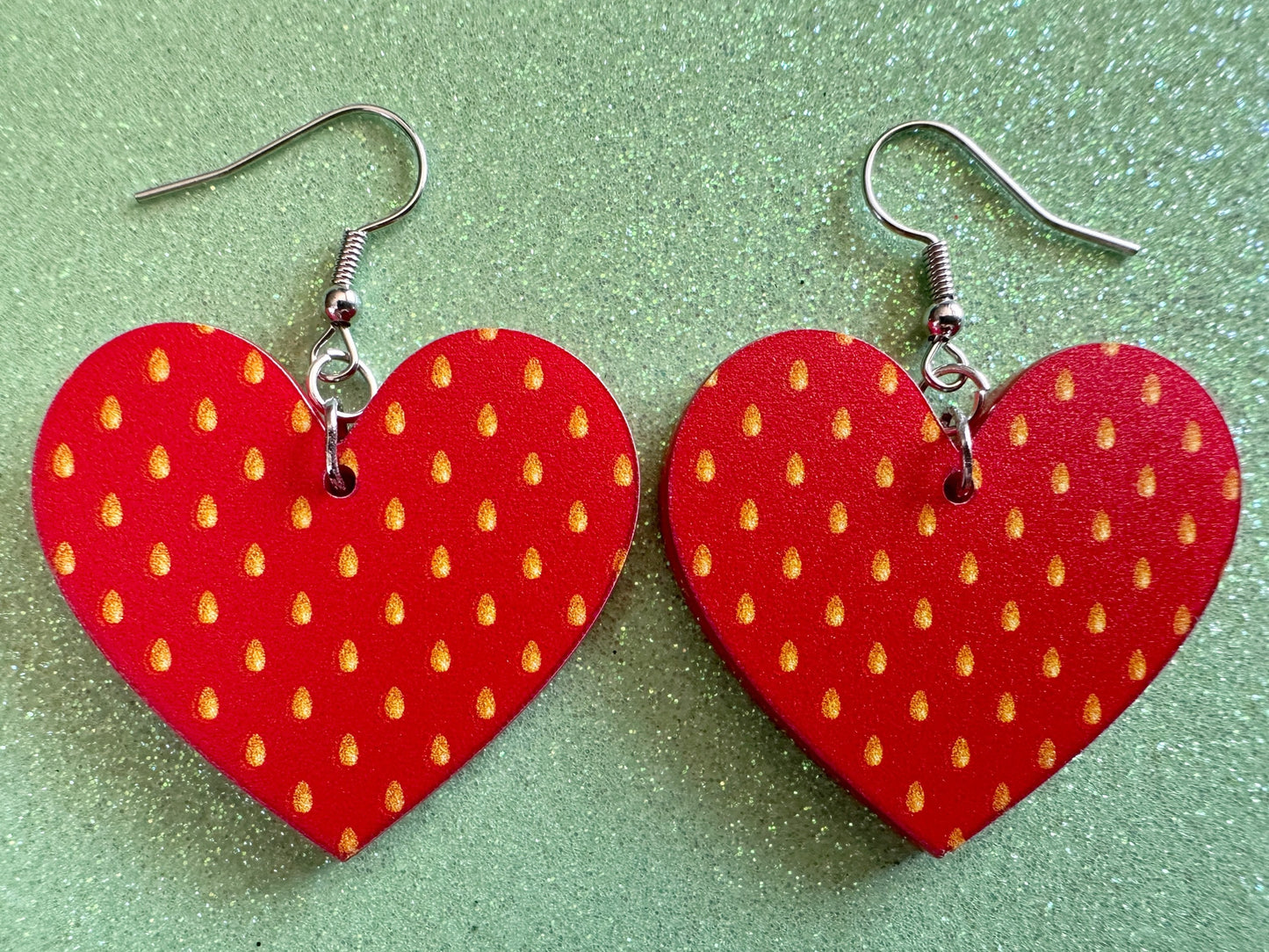 Strawberry Earrings: Laser Cut Acrylic Strawberries, Fruit, Heart, Fruits, Red, Summer Vibes, Food Earrings, Best Gifts for Her/Him/Them