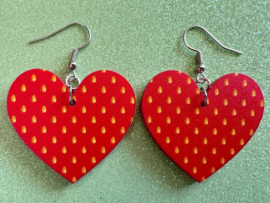 Strawberry Earrings: Laser Cut Acrylic Strawberries, Fruit, Heart, Fruits, Red, Summer Vibes, Food Earrings, Best Gifts for Her/Him/Them