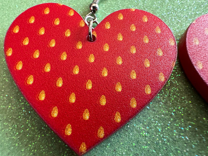 Strawberry Earrings: Laser Cut Acrylic Strawberries, Fruit, Heart, Fruits, Red, Summer Vibes, Food Earrings, Best Gifts for Her/Him/Them