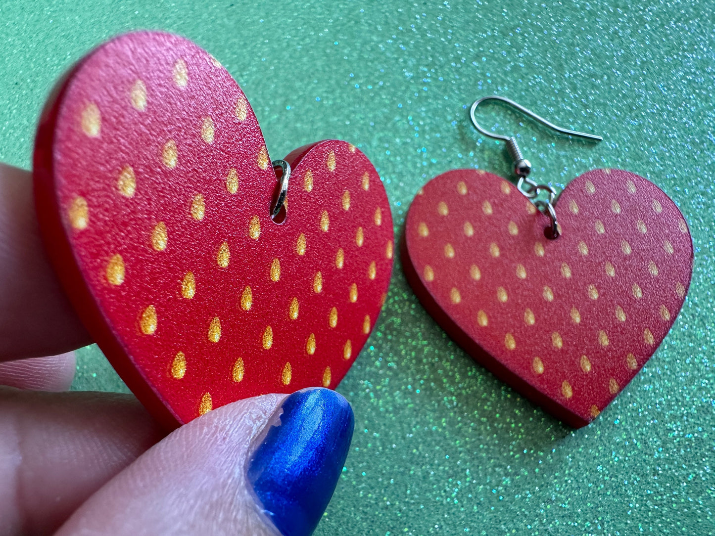 Strawberry Earrings: Laser Cut Acrylic Strawberries, Fruit, Heart, Fruits, Red, Summer Vibes, Food Earrings, Best Gifts for Her/Him/Them