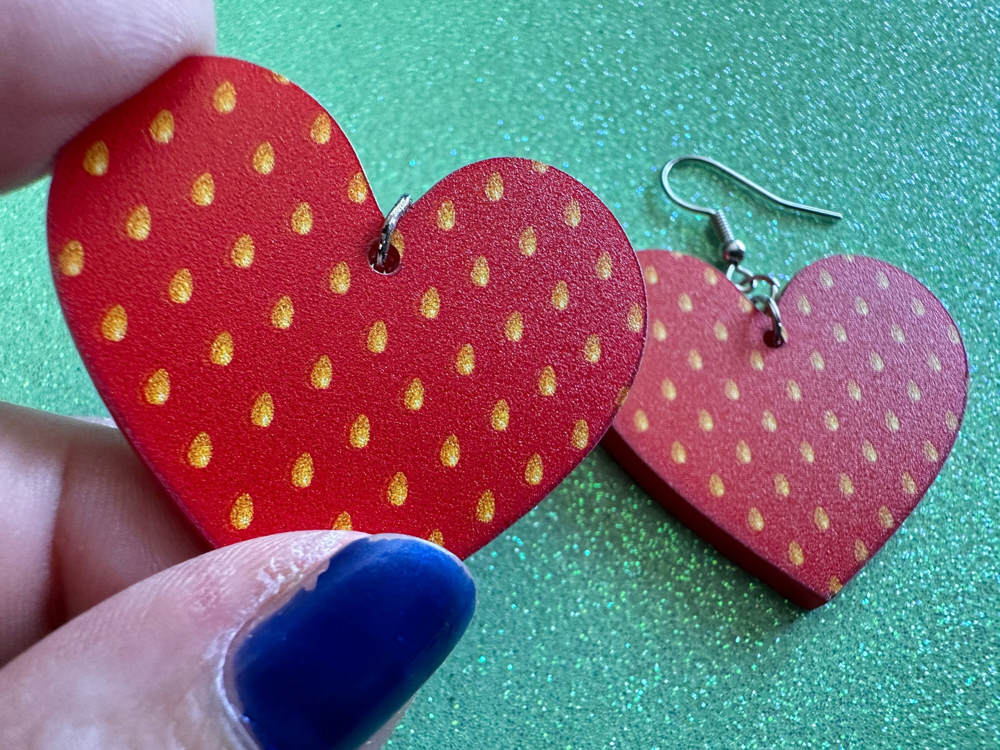 Strawberry Earrings: Laser Cut Acrylic Strawberries, Fruit, Heart, Fruits, Red, Summer Vibes, Food Earrings, Best Gifts for Her/Him/Them