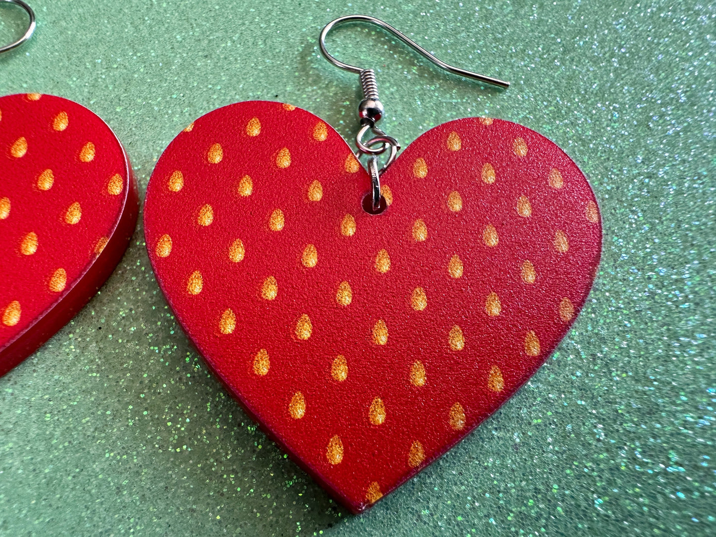 Strawberry Earrings: Laser Cut Acrylic Strawberries, Fruit, Heart, Fruits, Red, Summer Vibes, Food Earrings, Best Gifts for Her/Him/Them