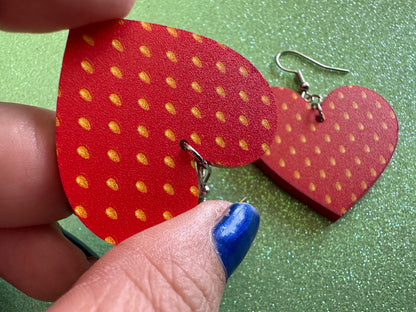 Strawberry Earrings: Laser Cut Acrylic Strawberries, Fruit, Heart, Fruits, Red, Summer Vibes, Food Earrings, Best Gifts for Her/Him/Them