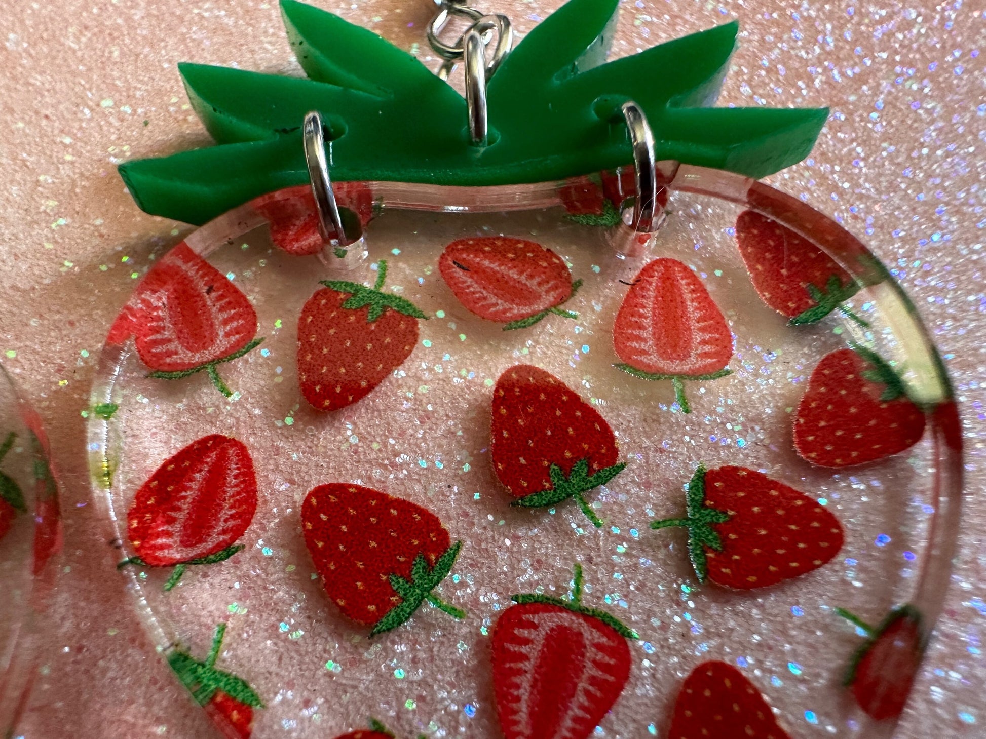 Strawberry Earrings: Laser Cut Acrylic Strawberries, Fruit, Juicy, Summer Vibes, Food Earrings, Green Earrings, Best Gifts for Her/Him/Them