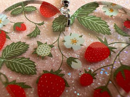 Strawberry Earrings: Laser Cut Acrylic Strawberries, Fruit, Juicy, Summer Vibes, Food Earrings, Green Earrings, Best Gifts for Her/Him/Them
