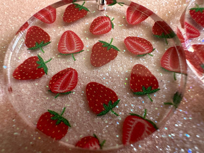 Strawberry Earrings: Laser Cut Acrylic Strawberries, Fruit, Juicy, Summer Vibes, Food Earrings, Green Earrings, Best Gifts for Her/Him/Them