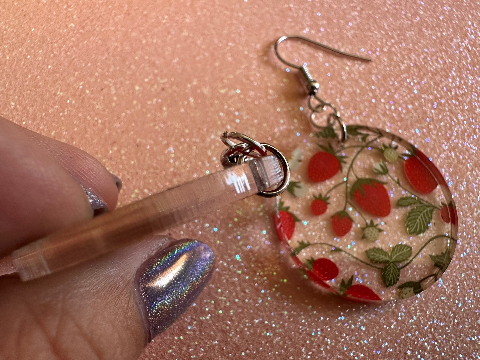 Strawberry Earrings: Laser Cut Acrylic Strawberries, Fruit, Juicy, Summer Vibes, Food Earrings, Green Earrings, Best Gifts for Her/Him/Them