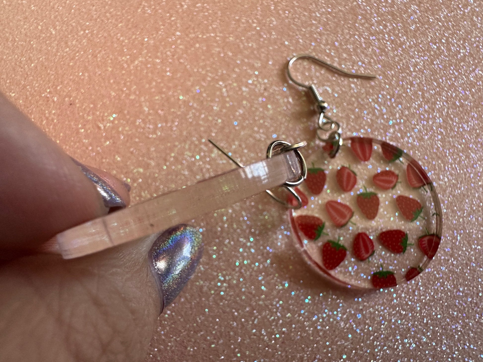 Strawberry Earrings: Laser Cut Acrylic Strawberries, Fruit, Juicy, Summer Vibes, Food Earrings, Green Earrings, Best Gifts for Her/Him/Them