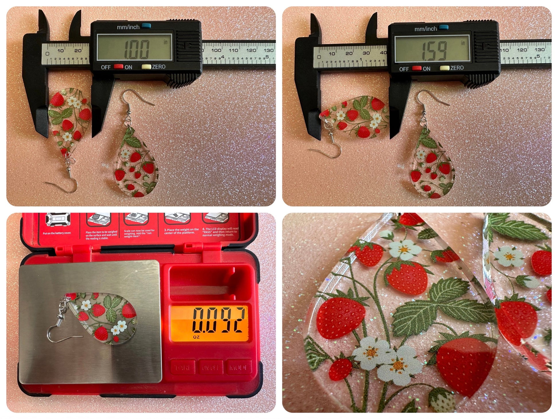 Strawberry Earrings: Laser Cut Acrylic Strawberries, Fruit, Juicy, Summer Vibes, Food Earrings, Green Earrings, Best Gifts for Her/Him/Them