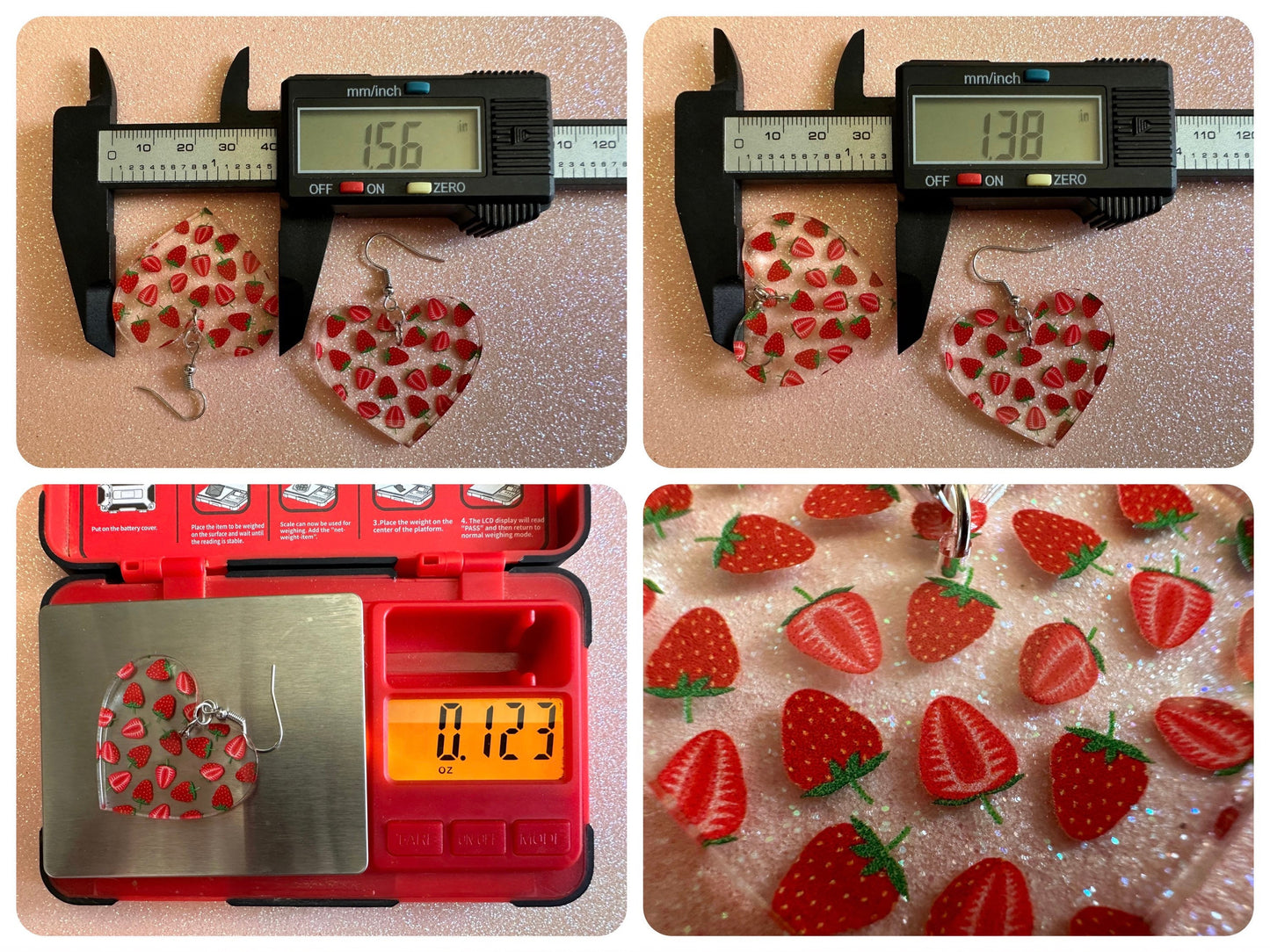 Strawberry Earrings: Laser Cut Acrylic Strawberries, Fruit, Juicy, Summer Vibes, Food Earrings, Green Earrings, Best Gifts for Her/Him/Them