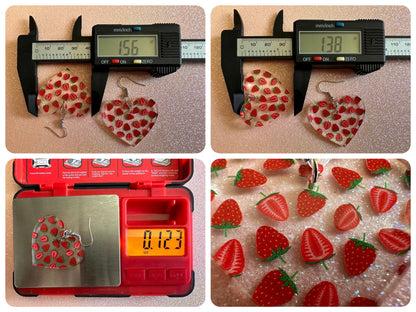 Strawberry Earrings: Laser Cut Acrylic Strawberries, Fruit, Juicy, Summer Vibes, Food Earrings, Green Earrings, Best Gifts for Her/Him/Them