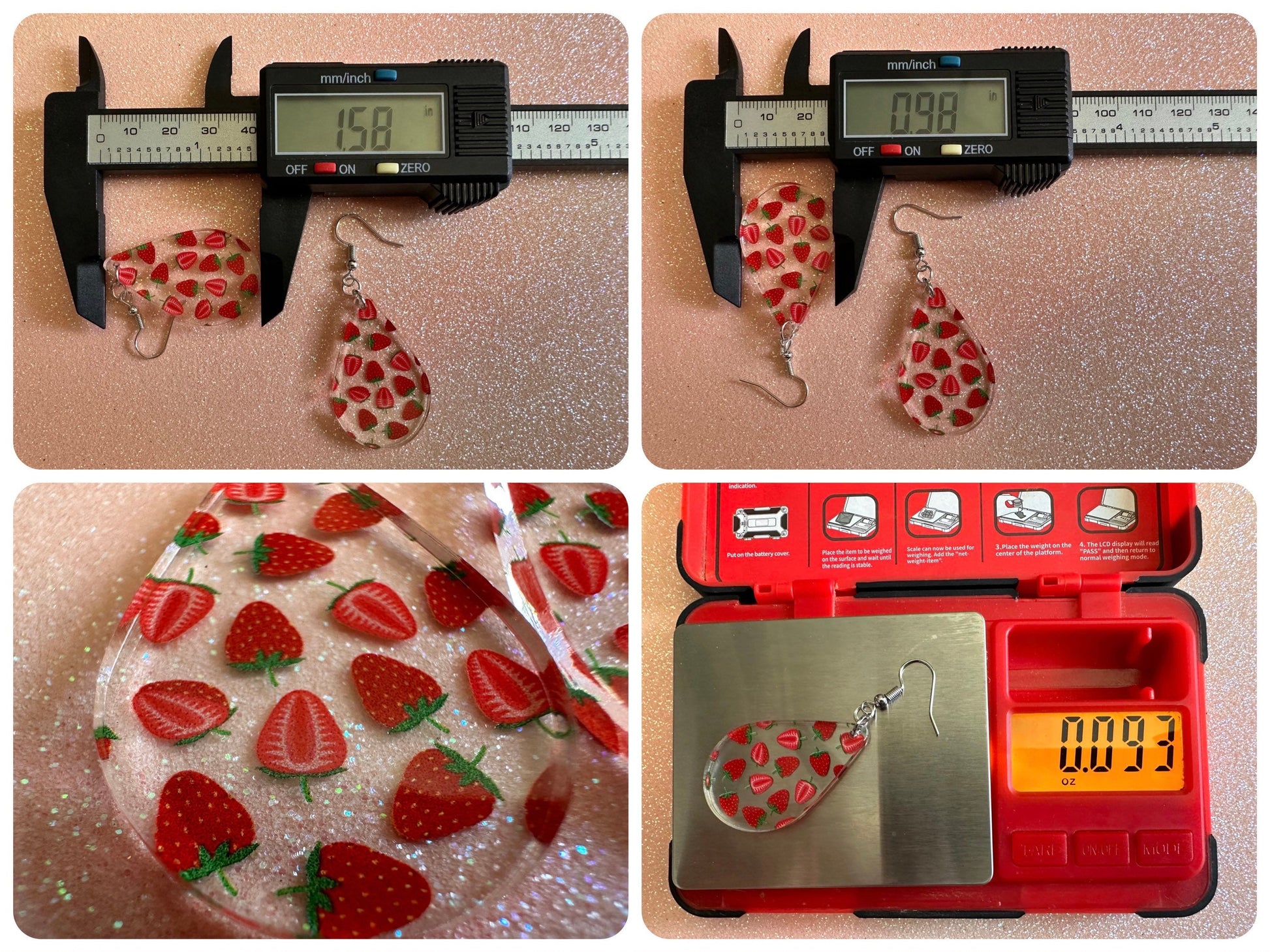 Strawberry Earrings: Laser Cut Acrylic Strawberries, Fruit, Juicy, Summer Vibes, Food Earrings, Green Earrings, Best Gifts for Her/Him/Them