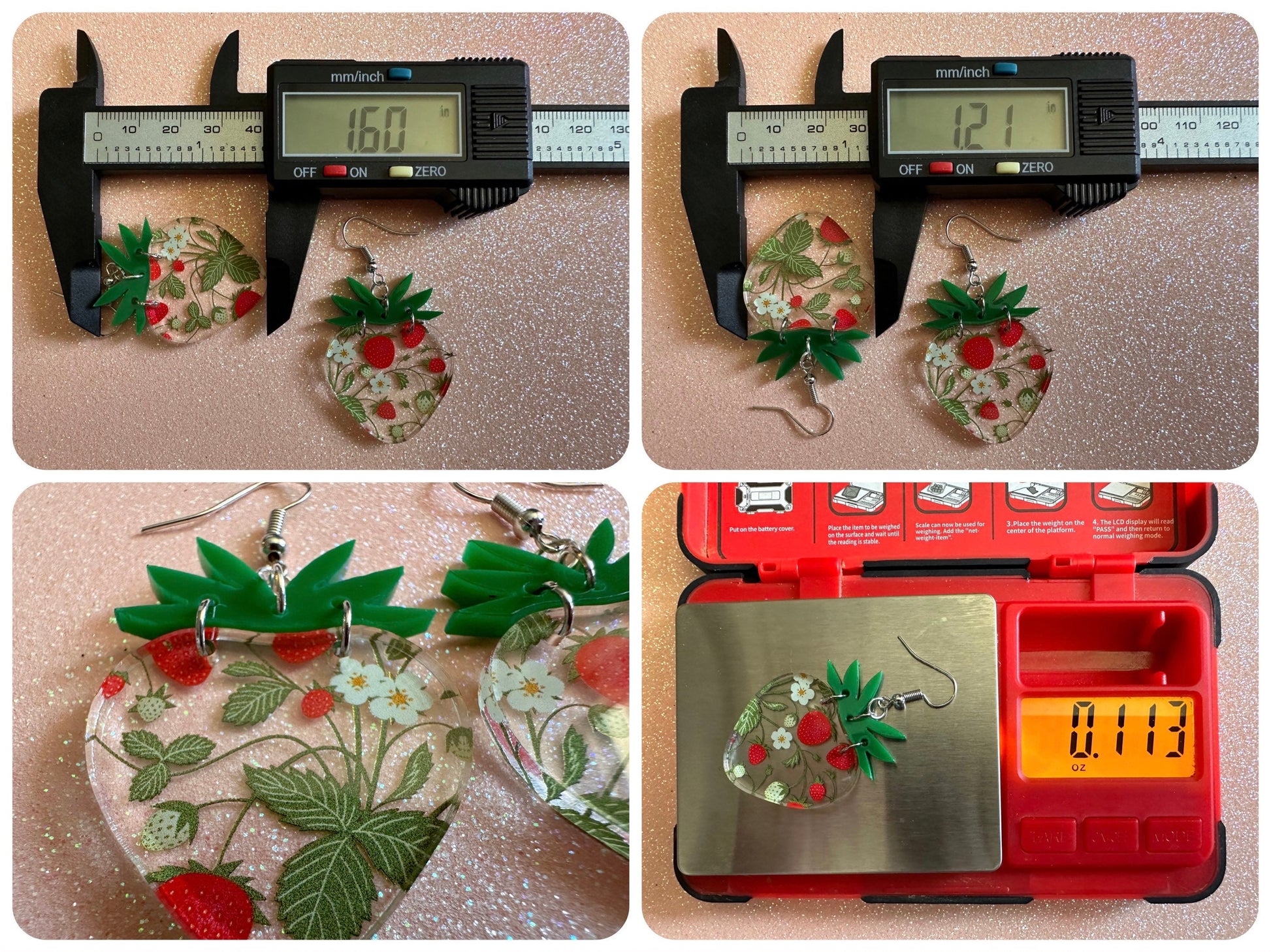 Strawberry Earrings: Laser Cut Acrylic Strawberries, Fruit, Juicy, Summer Vibes, Food Earrings, Green Earrings, Best Gifts for Her/Him/Them