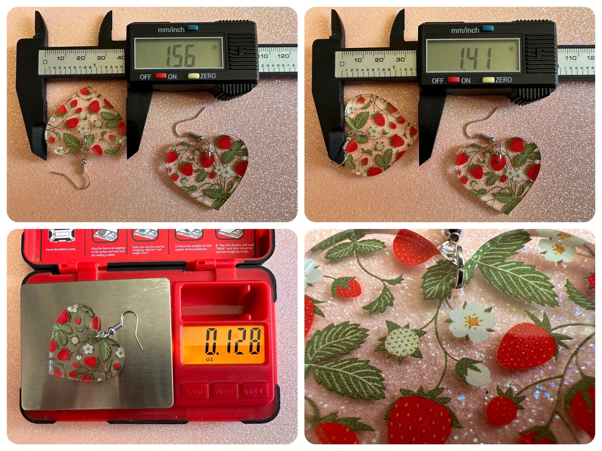 Strawberry Earrings: Laser Cut Acrylic Strawberries, Fruit, Juicy, Summer Vibes, Food Earrings, Green Earrings, Best Gifts for Her/Him/Them